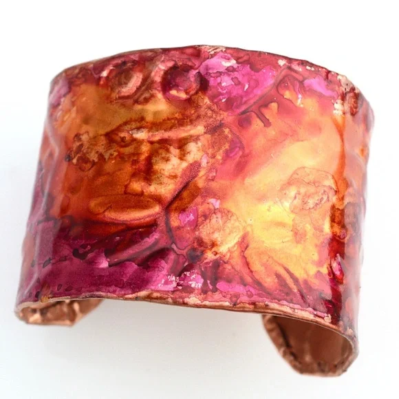 Colorful Copper Cuff Bracelet Boho Gift Trippy Festival Statement Spartan Gladia